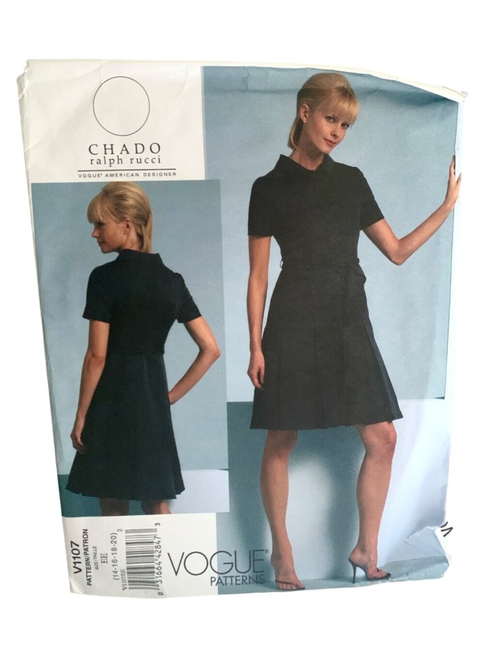 Vogue Pattern V1107 Misses Dress & Belt A Line Ralph Rucci Sizes 14 16 18 20